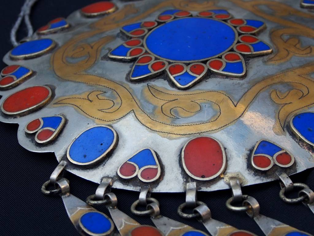 Ethnic Turkmen tribal Nickel silver Gonjik pendant Anhänger No:A