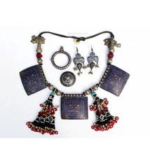 antique Multan enamelled Jewellery set ( necklace, Earrings, bracelet and ring) 18/9