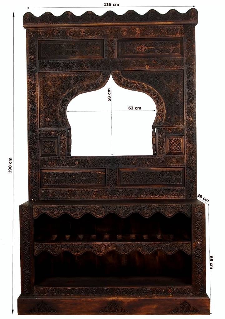 Flurgarderobe Wandgarderobe Shuhschrank Spiegel Massivholz Nuristan /dunkel