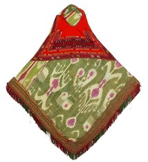 antique Karakalpak kiymeshek woman's head dress Usbekistan ikat 18/15