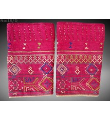 a pair of antique Woman’s Silk embroidered Cuffs Eastern Afghanistan Paktya Mangal  late 19th century No:18/D