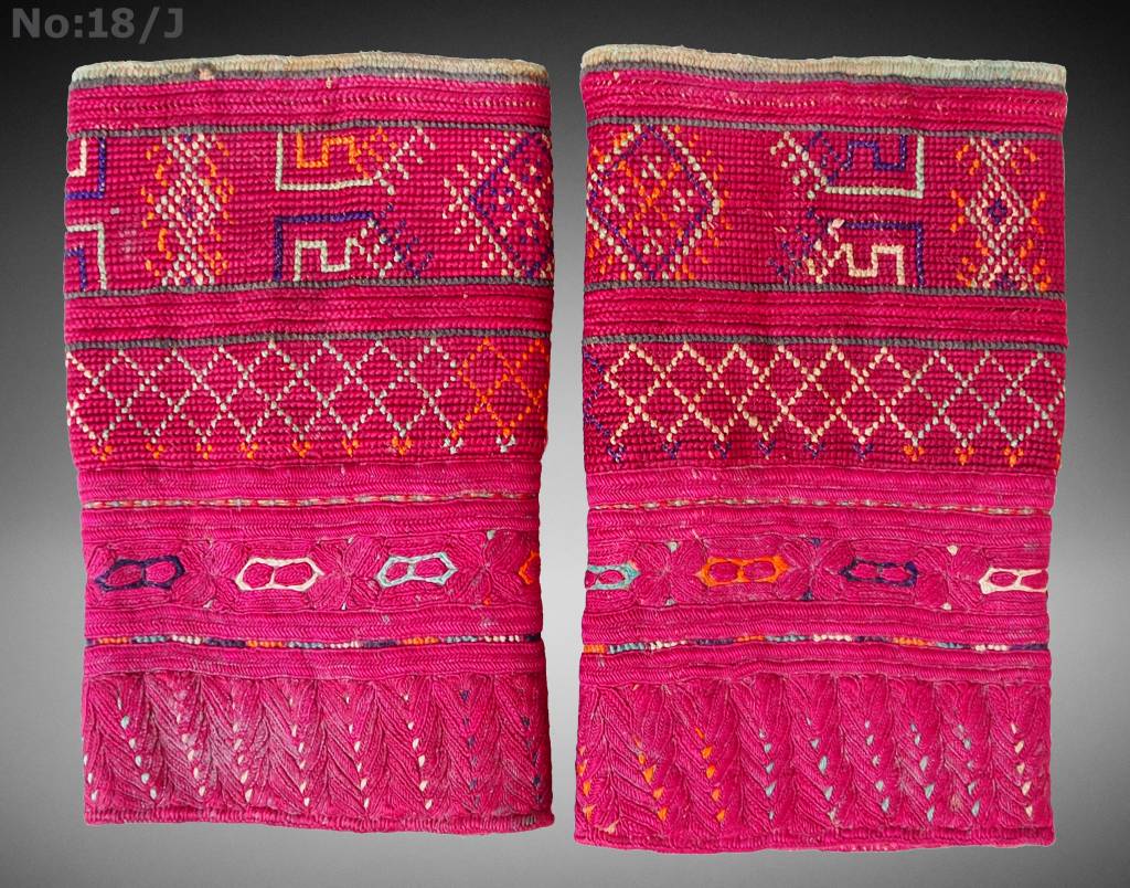 a pair of antique Woman’s Silk embroidered Cuffs Eastern Afghanistan Paktya Mangal  late 19th century  No:18/J