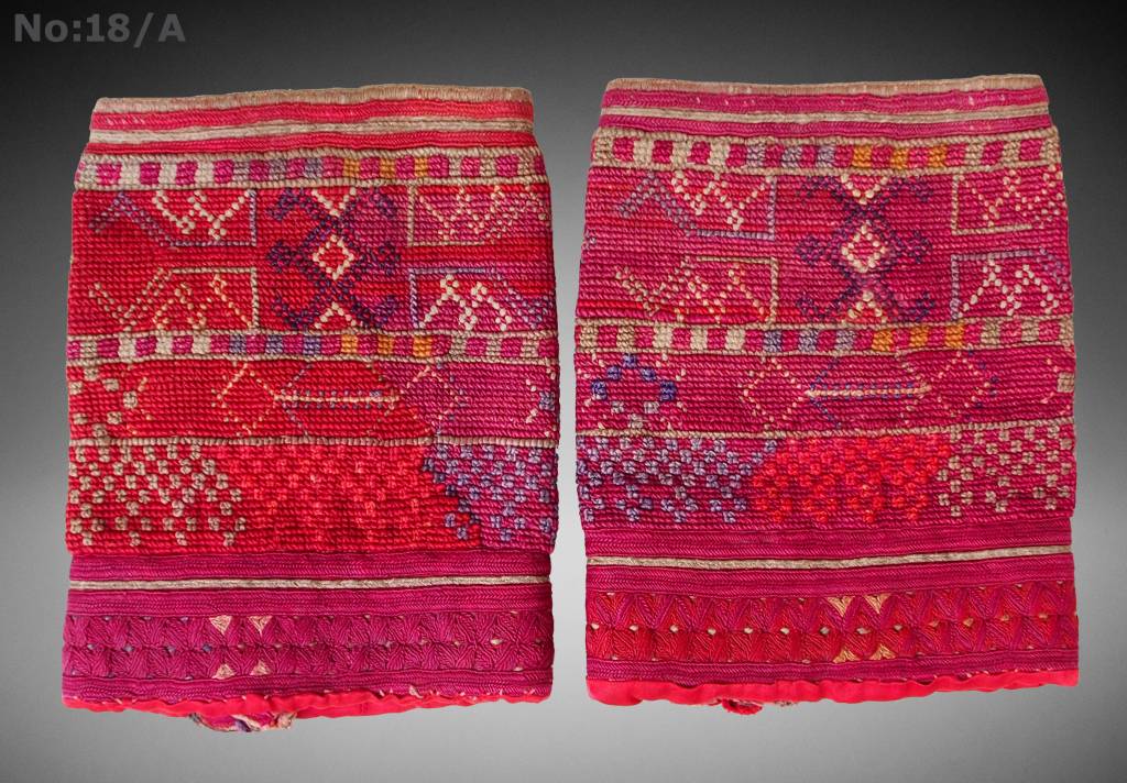 a pair of antique Woman’s Silk embroidered Cuffs Eastern Afghanistan Paktya Mangal  late 19th century  No:18/A