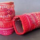 a pair of antique Woman’s Silk embroidered Cuffs Eastern Afghanistan Paktya Mangal  late 19th century  No:18/A