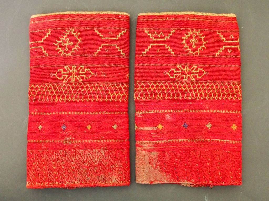 a pair of antique Woman’s Silk embroidered Cuffs Eastern Afghanistan Paktya Mangal  late 19th century  No:18/C