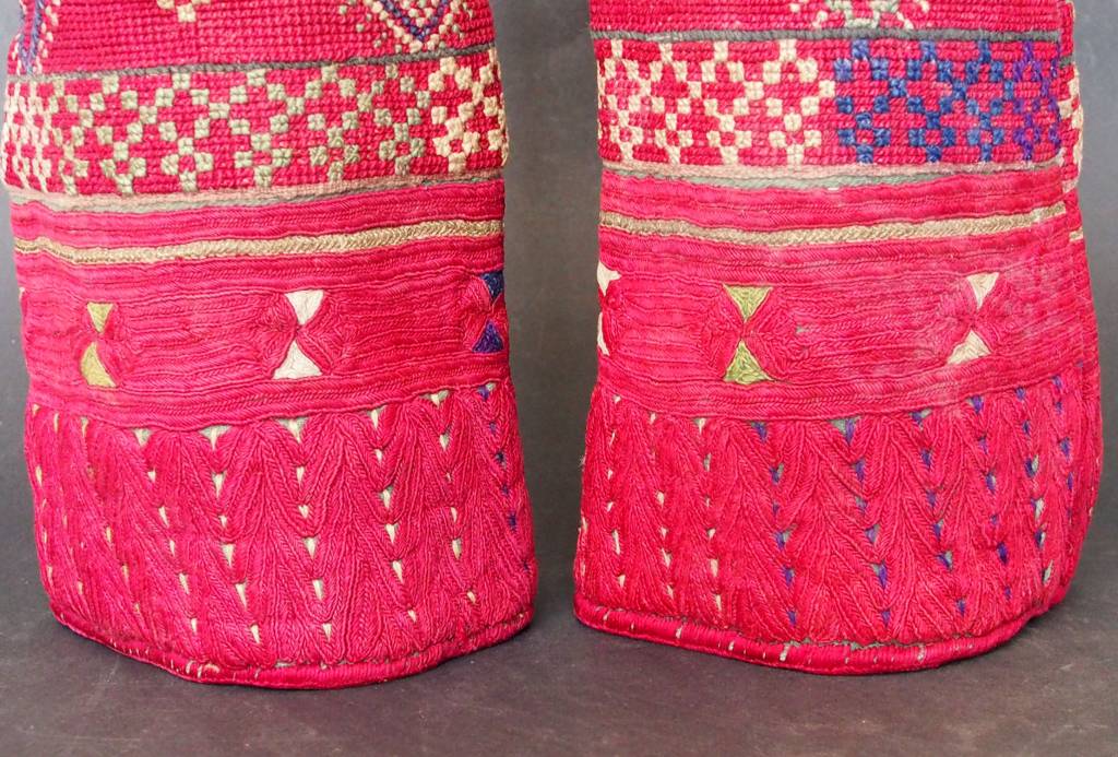 a pair of antique Woman’s Silk embroidered Cuffs Eastern Afghanistan Paktya Mangal  late 19th century  No:18/D