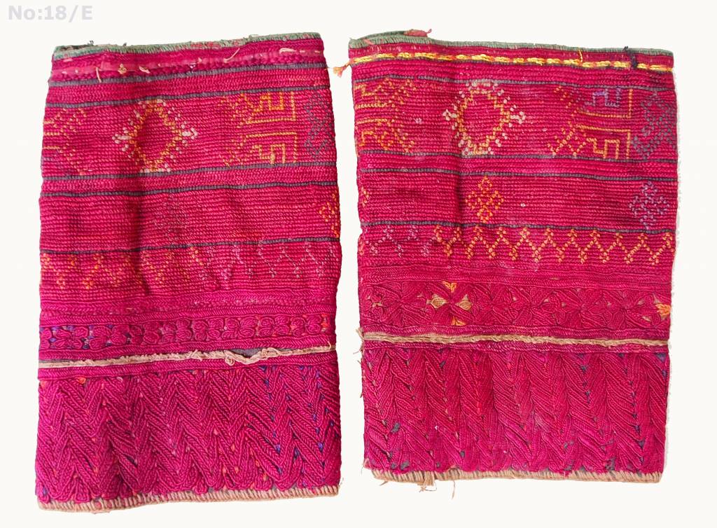 a pair of antique Woman’s Silk embroidered Cuffs Eastern Afghanistan Paktya Mangal  late 19th century  No:18/E