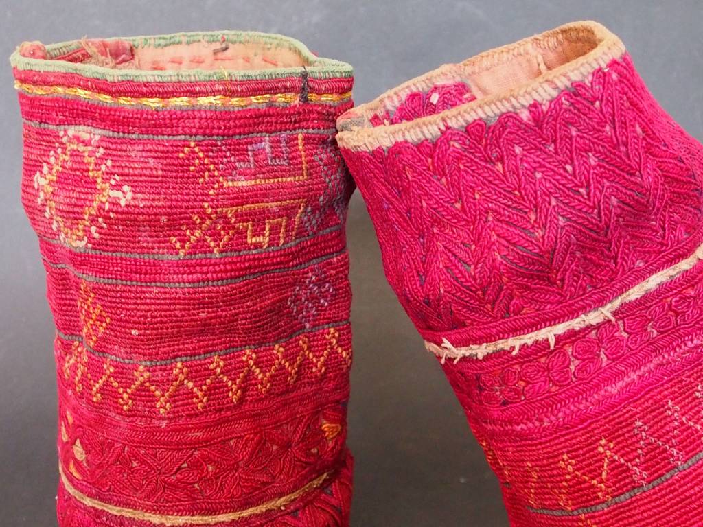 a pair of antique Woman’s Silk embroidered Cuffs Eastern Afghanistan Paktya Mangal  late 19th century  No:18/E