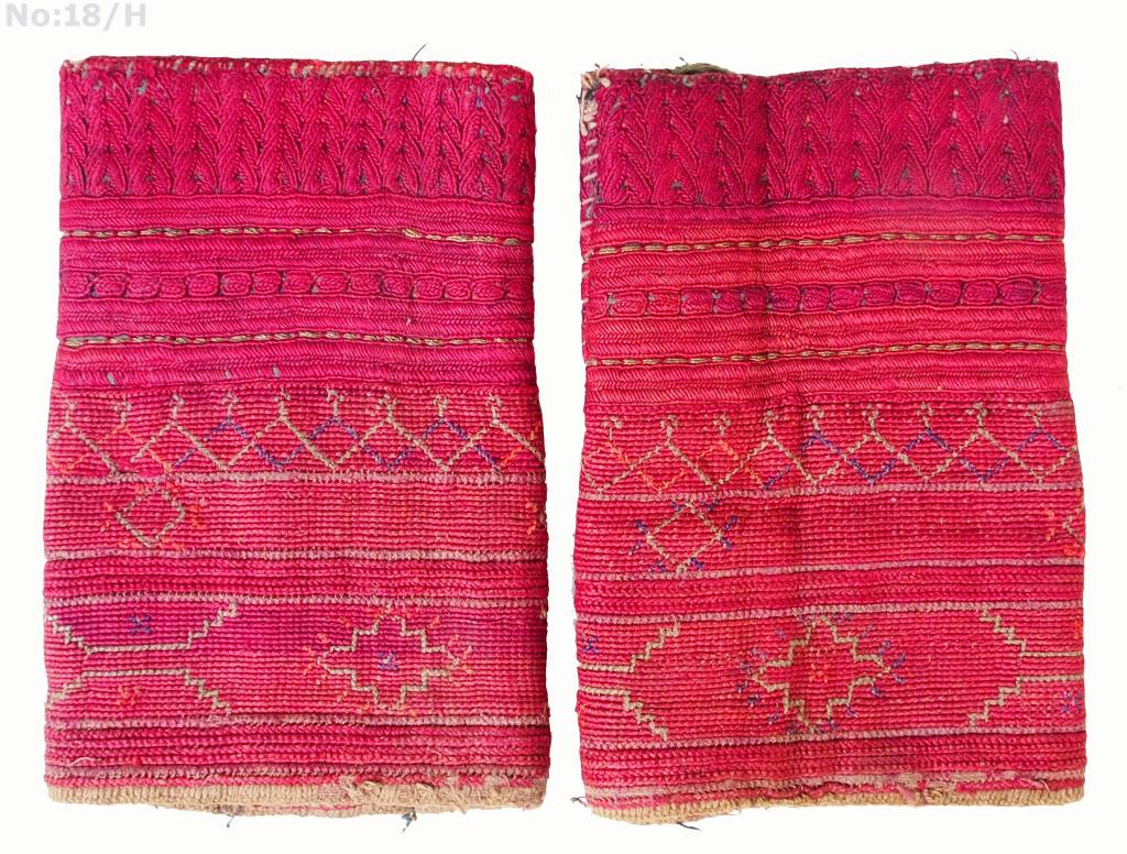 a pair of antique Woman’s Silk embroidered Cuffs Eastern Afghanistan Paktya Mangal  late 19th century  No:18/H