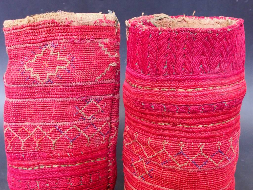 a pair of antique Woman’s Silk embroidered Cuffs Eastern Afghanistan Paktya Mangal  late 19th century  No:18/H