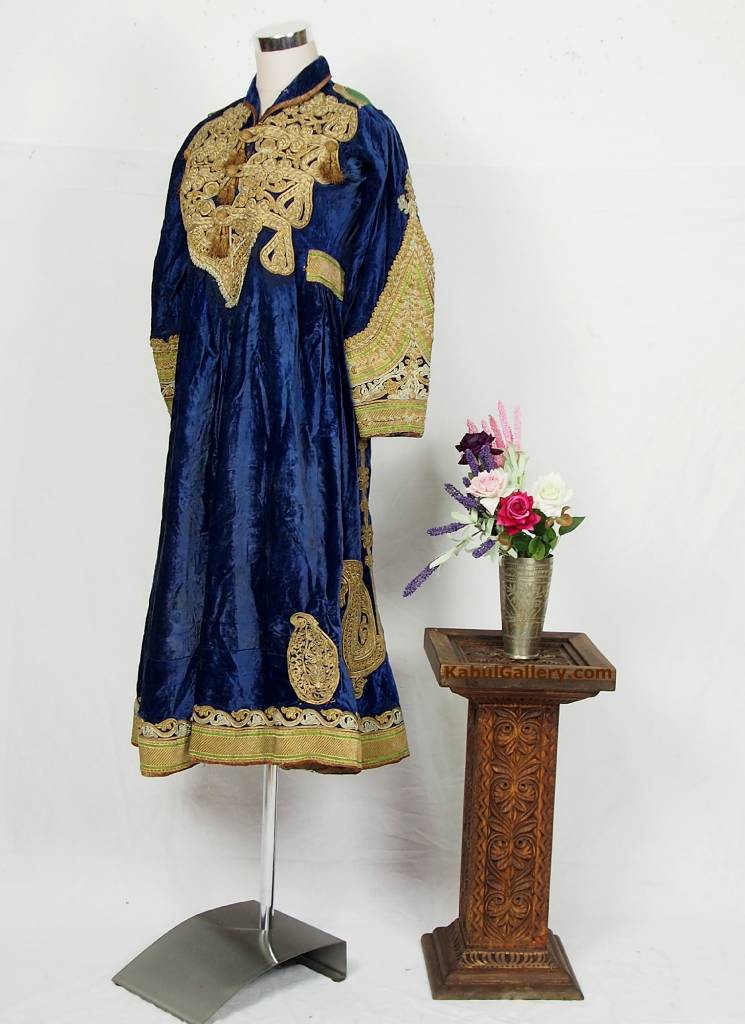 antique Afghanistan Hazara Woman velvet Dress Blue