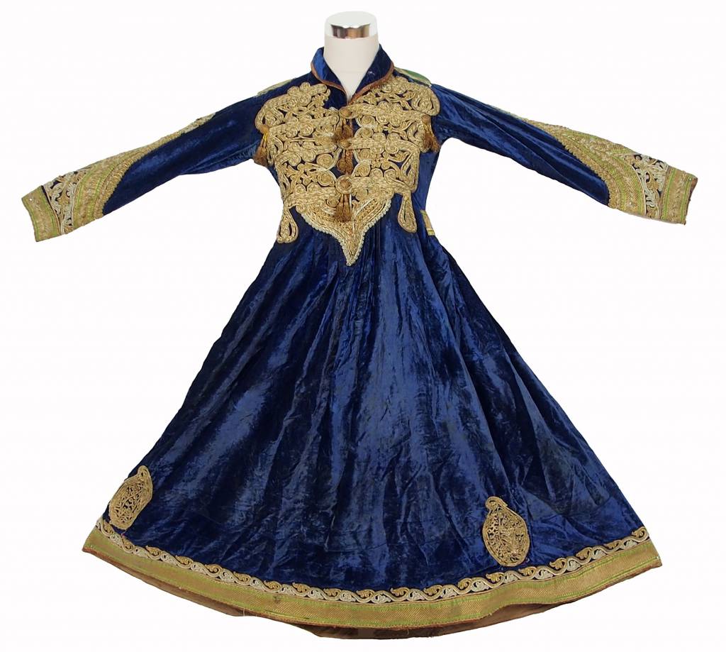 antique  Afghanistan  Hazara Woman  velvet  Dress Blue