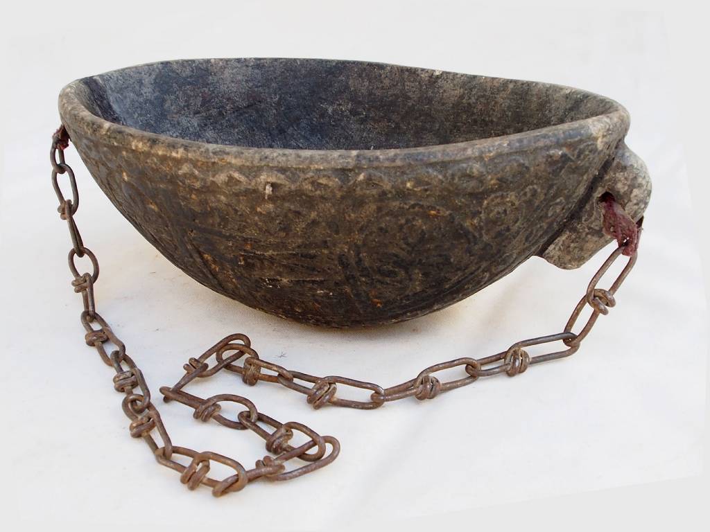 Islamic Afghanistan / Pakistan Kashkul Kashkool Begging Bowl Sufi Dervash from soapstone . No:1