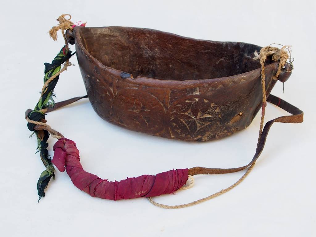 Antique wooden Kashkul Kashkool Begging Bowl Sufi Dervash No:2