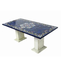 120x60 cm Marmor authentic Lapis Lazuli Pietra Dura Couchtisch Tisch Florentiner Mosaik Intarsienarbeit wohnzimmertisch Afghanistan (Lapis)