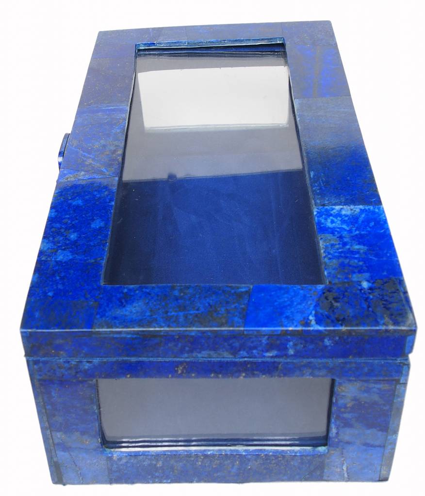 Extravagant Royal blau echt Lapis lazuli Schmuckkiste mit Glas aus Afghanistan Nr-18/A