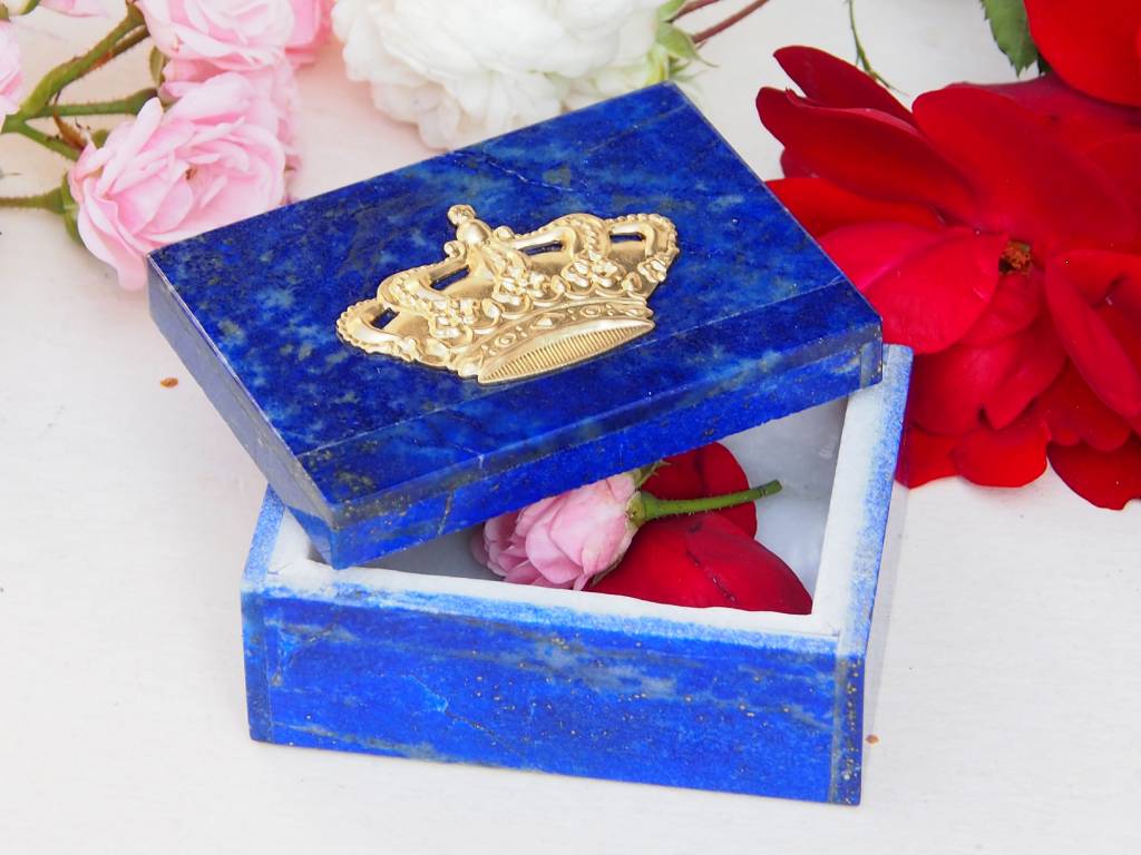 Extravagant Royal blau echt Lapis lazuli Schmuckkiste aus Afghanistan  Krone Nr-18/18