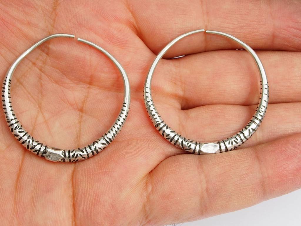 nomaden Silber Kreolen Creolen Ohrringe Vintage silver earring hoops Afghanistan