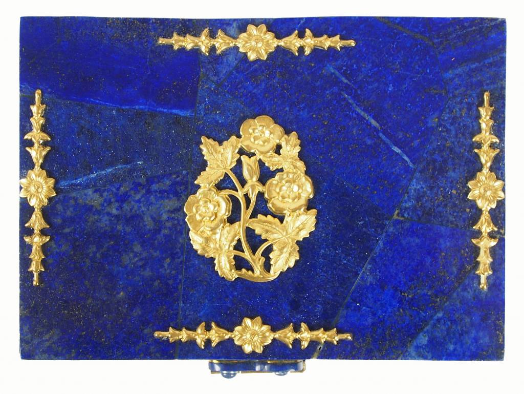 Hand Crafted stunning genuine Lapis Lazuli Gemstone Pillbox  Box brass decorated from Afghanistan No:18/30