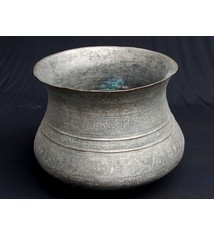 antik  Massiv islamische Kupfer verzinnte Kupfer Eimar gefäß Blumenübertopf Blumentopf   19. Jh. No:18/A