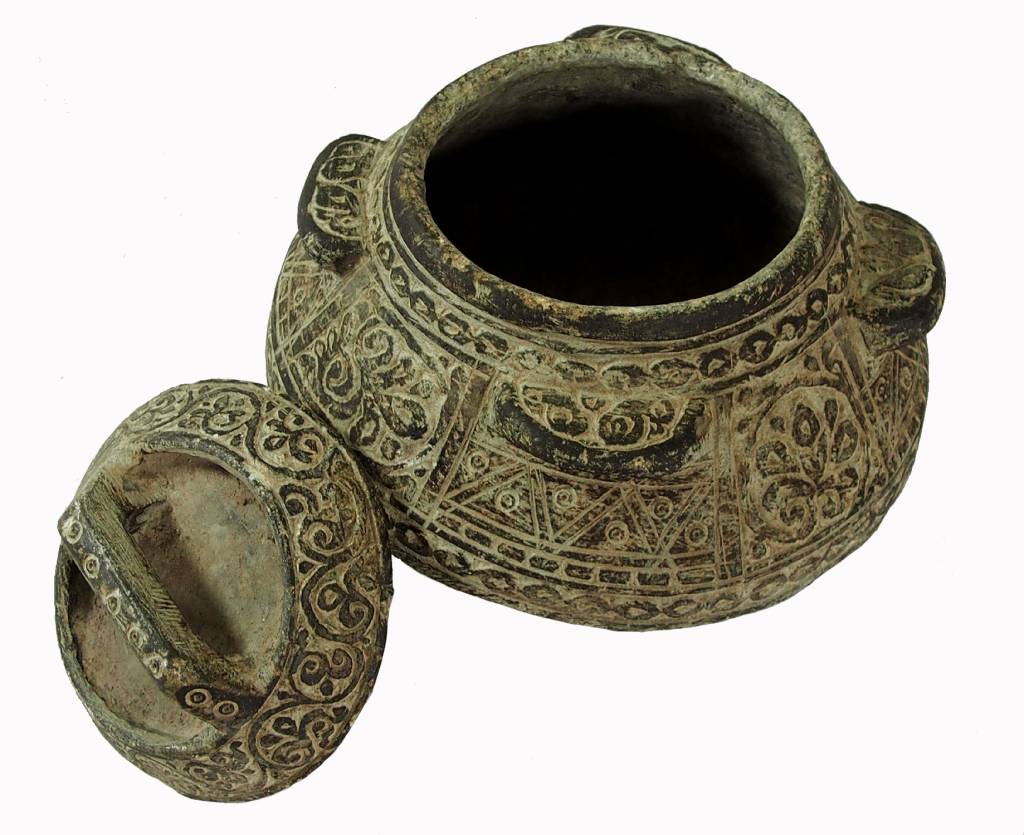 antique Islamic soapstone Large antique heavy tool gray stone cooking pot bowl vessel carved Artifact from Afghanistan No:B