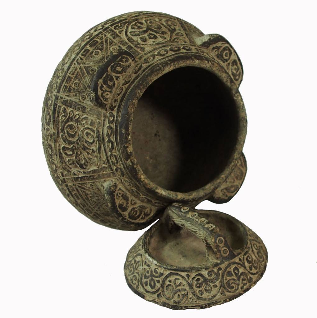 antique Islamic soapstone Large antique heavy tool gray stone cooking pot bowl vessel carved Artifact from Afghanistan No:B