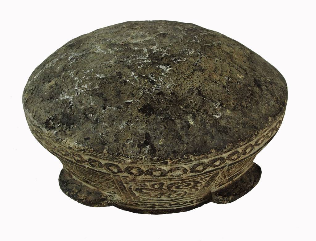 antique Islamic soapstone Large antique heavy tool gray stone cooking pot bowl vessel carved Artifact from Afghanistan No:B