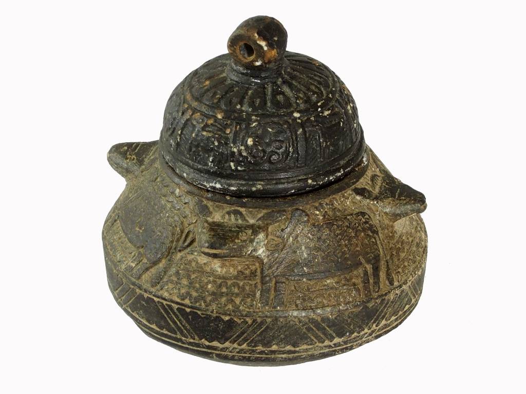 antique Islamic soapstone Large antique heavy tool gray stone cooking pot bowl vessel carved Artifact from Afghanistan No:C