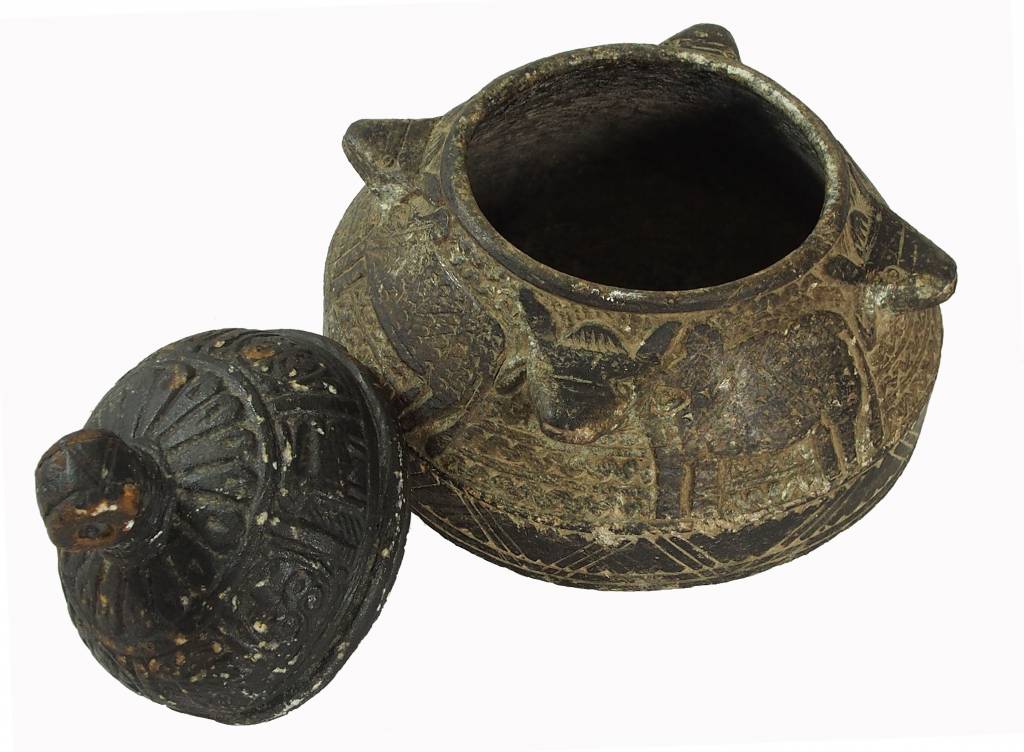 antique Islamic soapstone Large antique heavy tool gray stone cooking pot bowl vessel carved Artifact from Afghanistan No:C