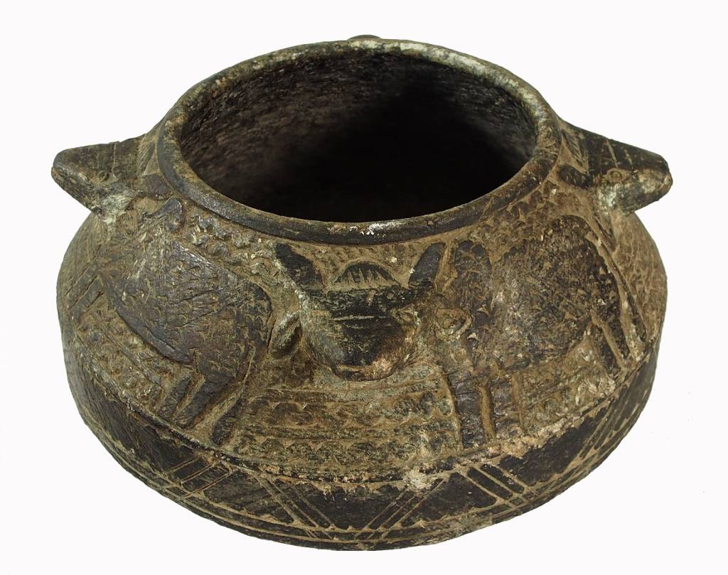 antique Islamic soapstone Large antique heavy tool gray stone cooking pot bowl vessel carved Artifact from Afghanistan No:C