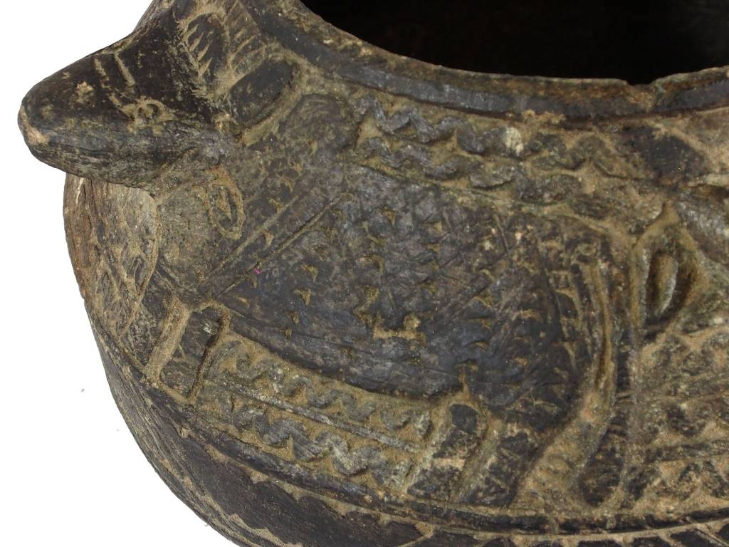 antique Islamic soapstone Large antique heavy tool gray stone cooking pot bowl vessel carved Artifact from Afghanistan No:C