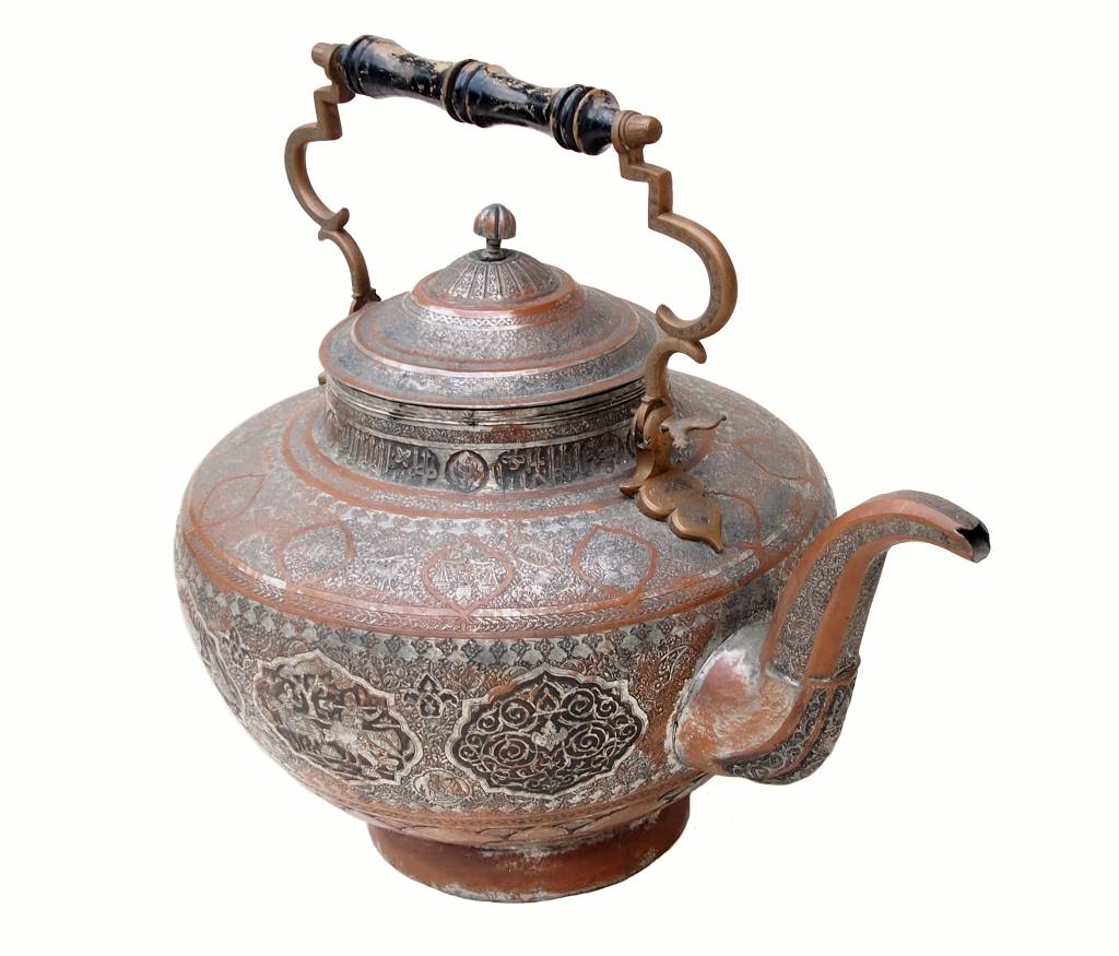 Antique Engraved Central Asian huge copper Teapot Ewer  XXL