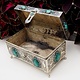 Extravagant oriental nickel silver box jewelry box casket decorated with turquoise and carnelian