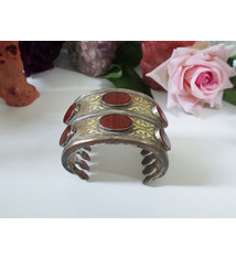 handmade vintage tekke turkmen silver carnelian Bracelet afghanistan Turkmenistan bangle cuff No-19