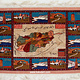 128x90 cm afghan Orientteppich Landkarte super-feine Qualität Seiden Afghan orientteppich Silk Carpet mit Holz Rahmen (faiz)