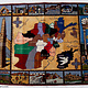135x110 cm afghan Orientteppich Landkarte super-feine Qualität Seiden Afghan orientteppich Silk Carpet mit Holz Rahmen (XL)
