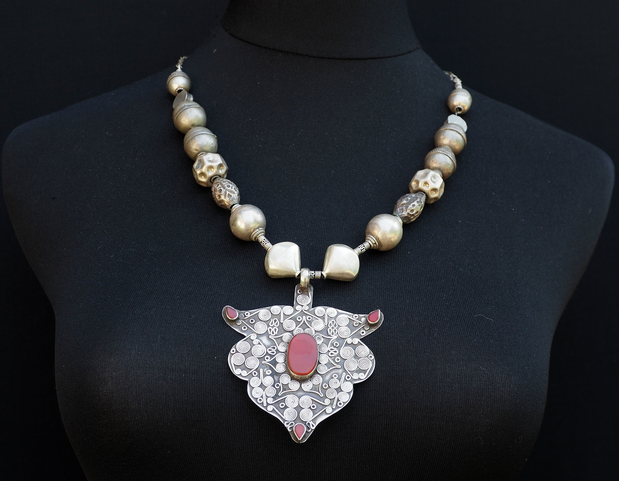Ethnic Turkmen tribal  silver  necklace Kette Nr:D