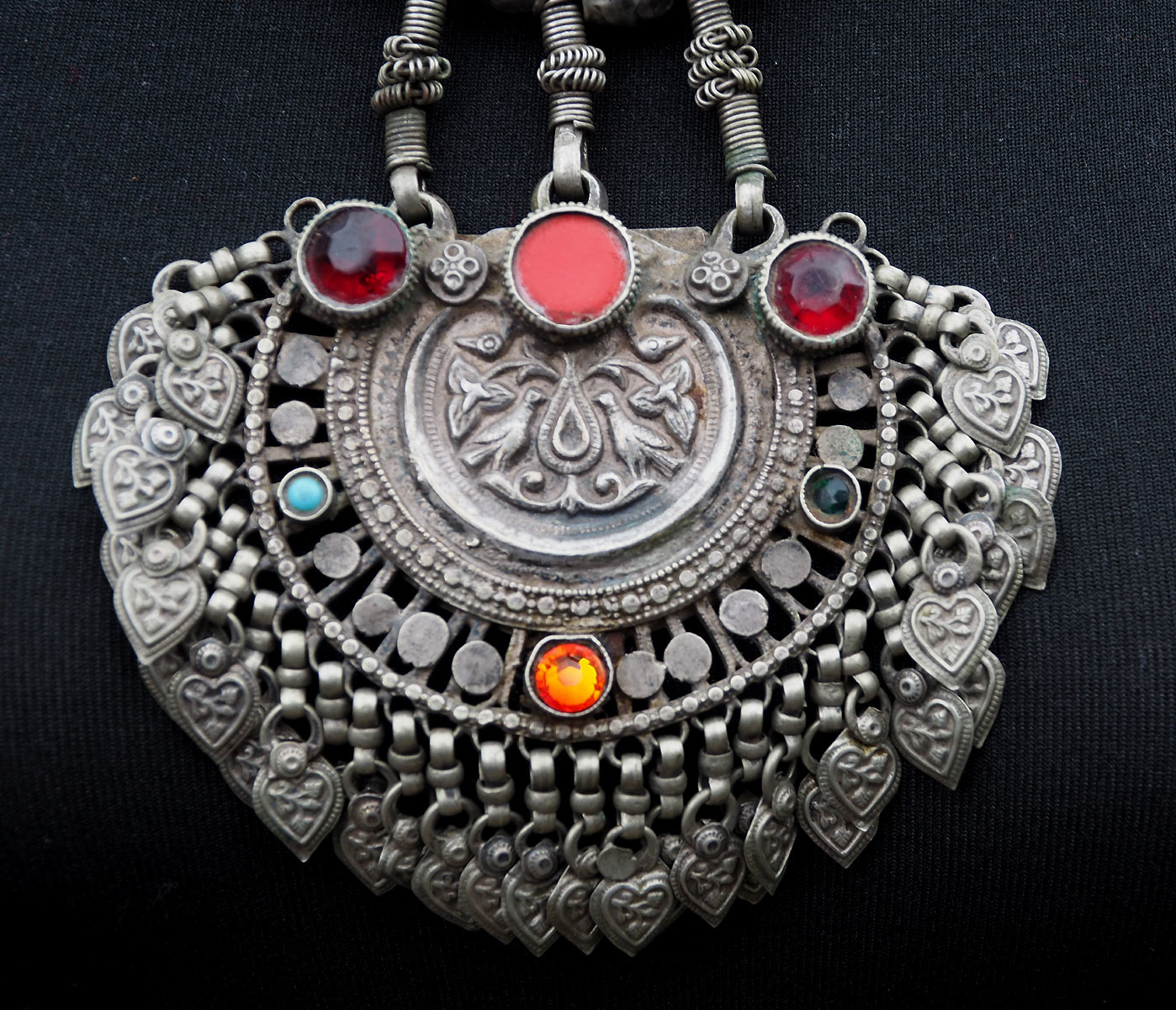 antike Afghan nomaden schmuck Silber Kette Anhänger nomadic Silver necklace 19-1
