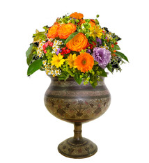 antik Emailarbeit Vase topf schale fußschale Messing Kahmir indien Nr:19/8