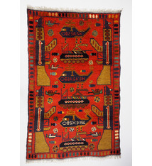 Afghan Kriegteppich Handgeknüpf Teppich Afghanistan panzer kampfjet gewehr USA Army Nato ISAF war rug Nr:19/19