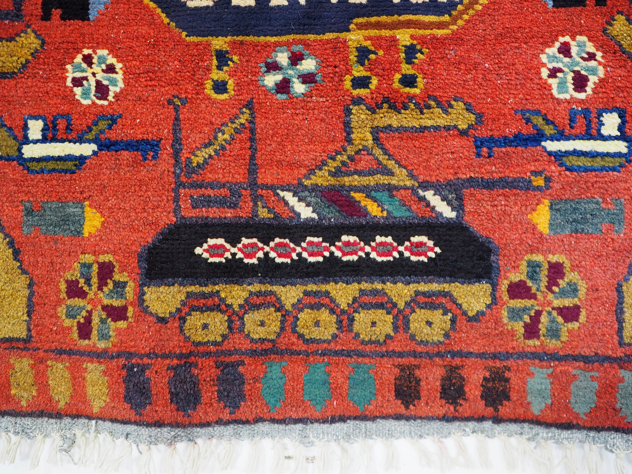 Afghan Kriegteppich Handgeknüpf Teppich Afghanistan panzer kampfjet gewehr USA Army Nato ISAF war rug Nr:19/ 19