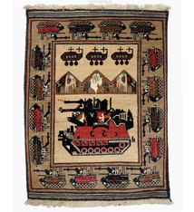 Afghan Kriegteppich Handgeknüpf Teppich Afghanistan panzer kampfjet gewehr USA Army Nato ISAF war rug Nr:19/30