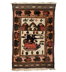 Afghan Kriegteppich Handgeknüpf Teppich Afghanistan panzer kampfjet gewehr USA Army Nato ISAF war rug Nr:19/ 32