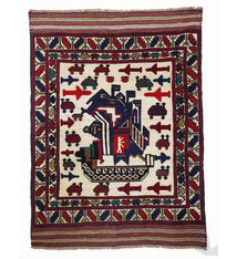 Afghan Kriegteppich Handgeknüpf Teppich Afghanistan panzer kampfjet gewehr USA Army Nato ISAF war rug Nr:19/34