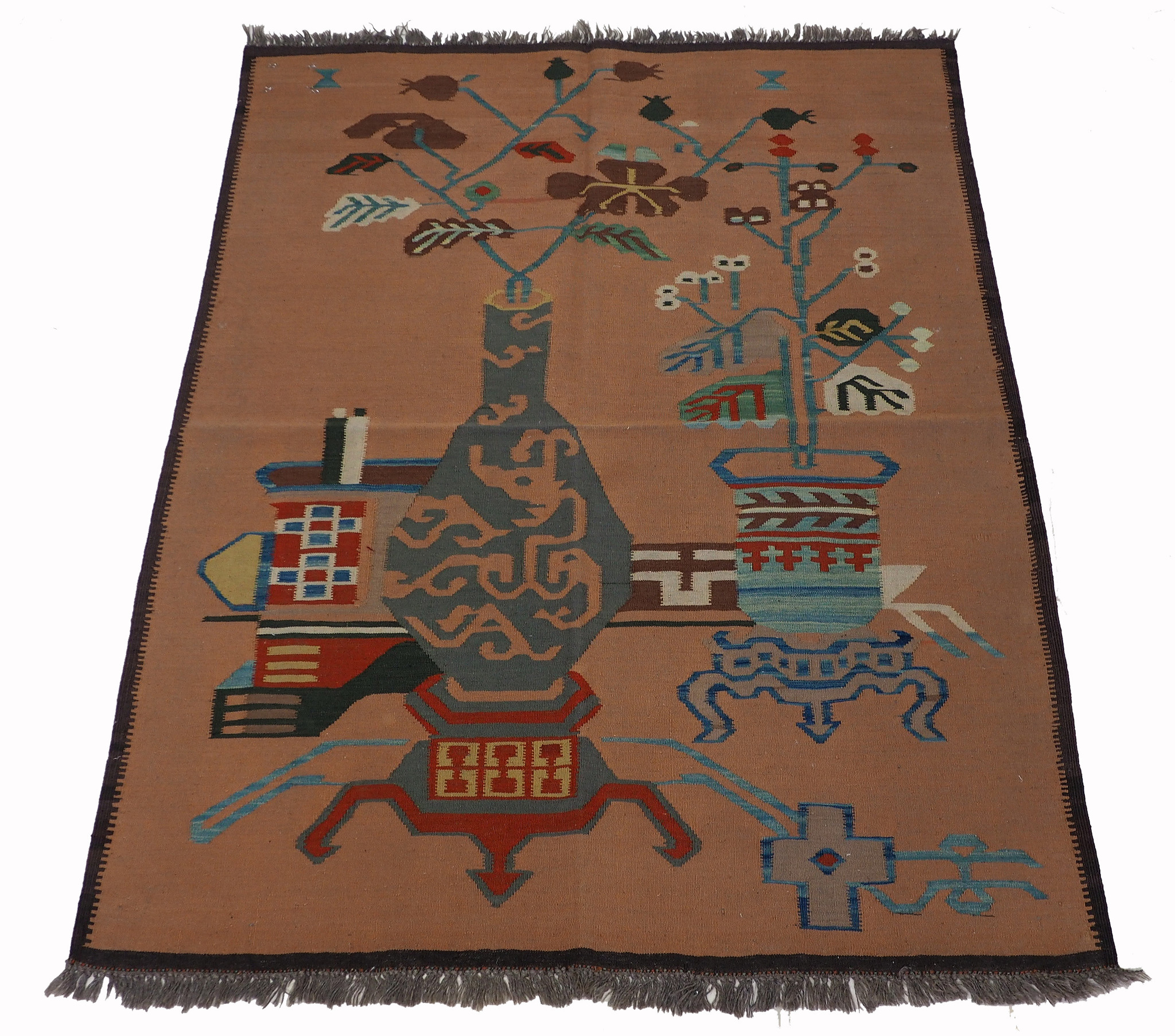 140x104 cm handgewebte orient kazak Teppich Nomaden kaukasische kelim No:506