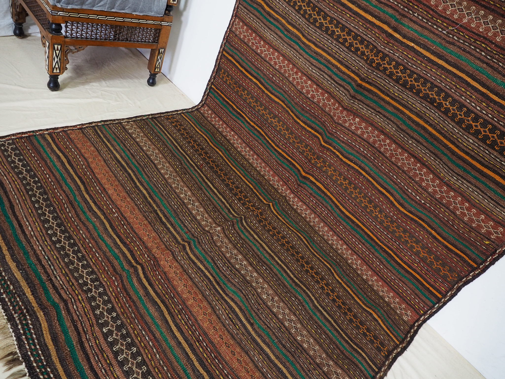 320x145 cm antike handgewebte orient kazak Teppich Nomaden kaukasische kelim No:1390