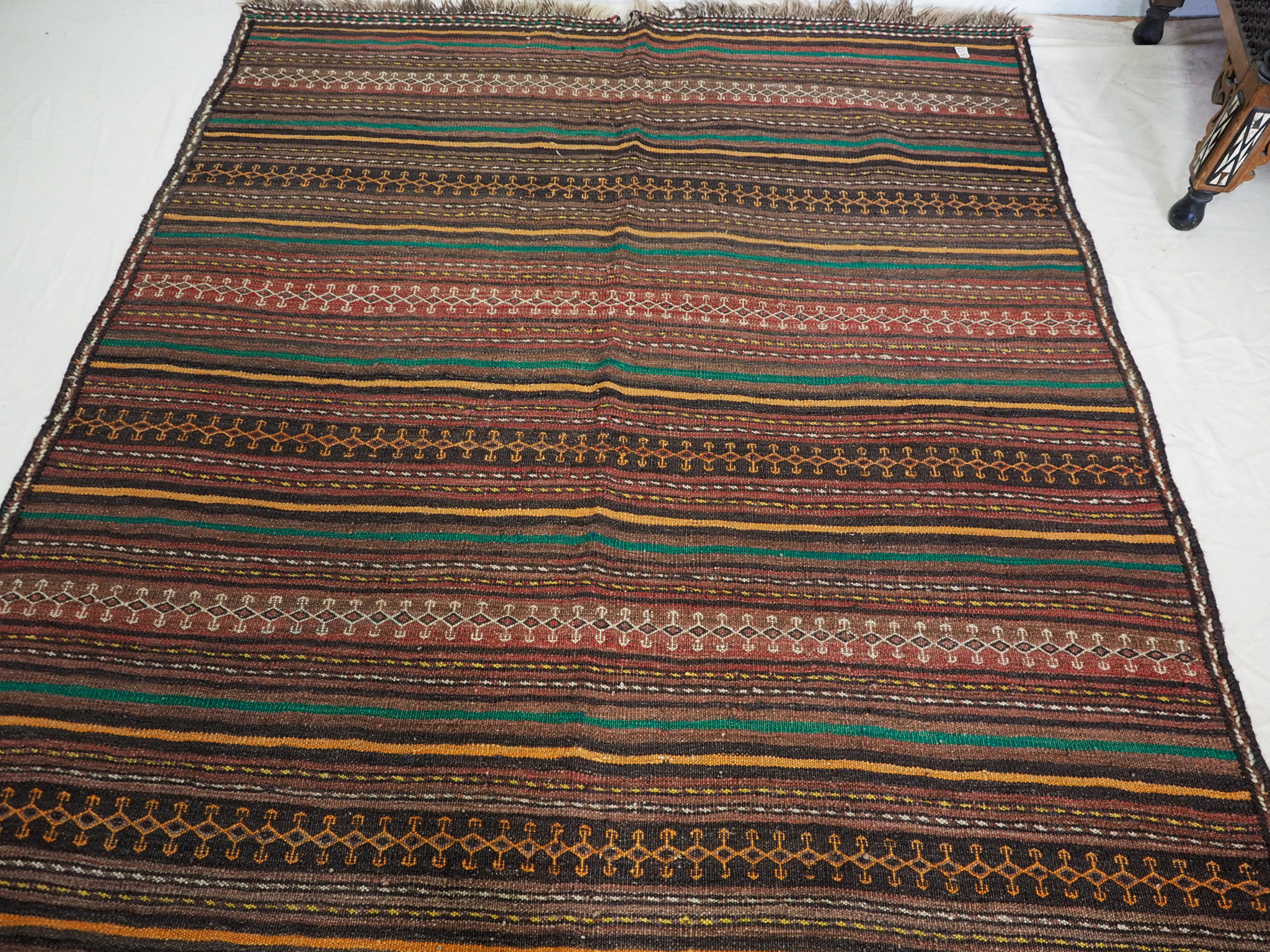 320x145 cm antike handgewebte orient kazak Teppich Nomaden kaukasische kelim No:1390
