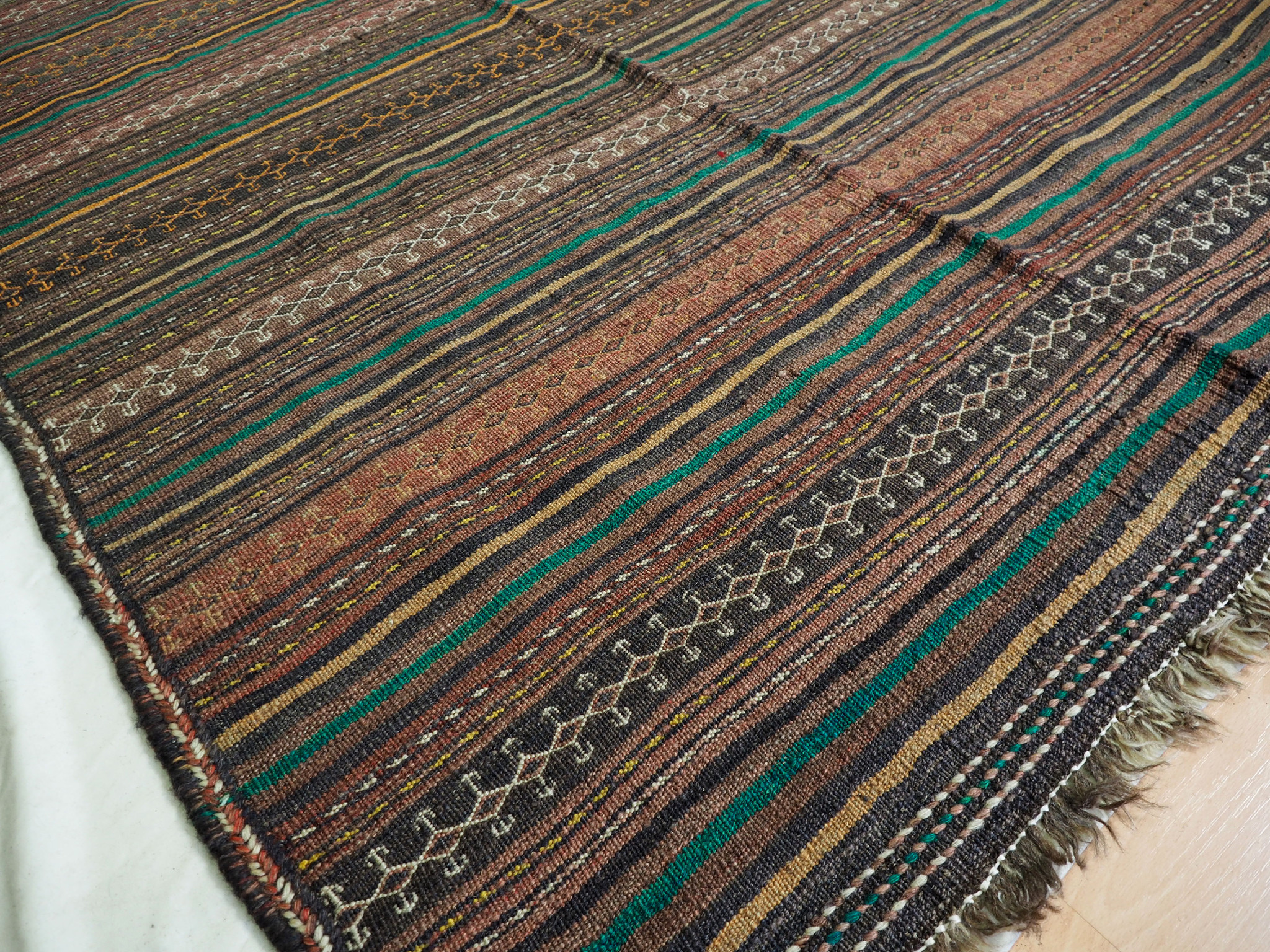 320x145 cm antike handgewebte orient kazak Teppich Nomaden kaukasische kelim No:1390
