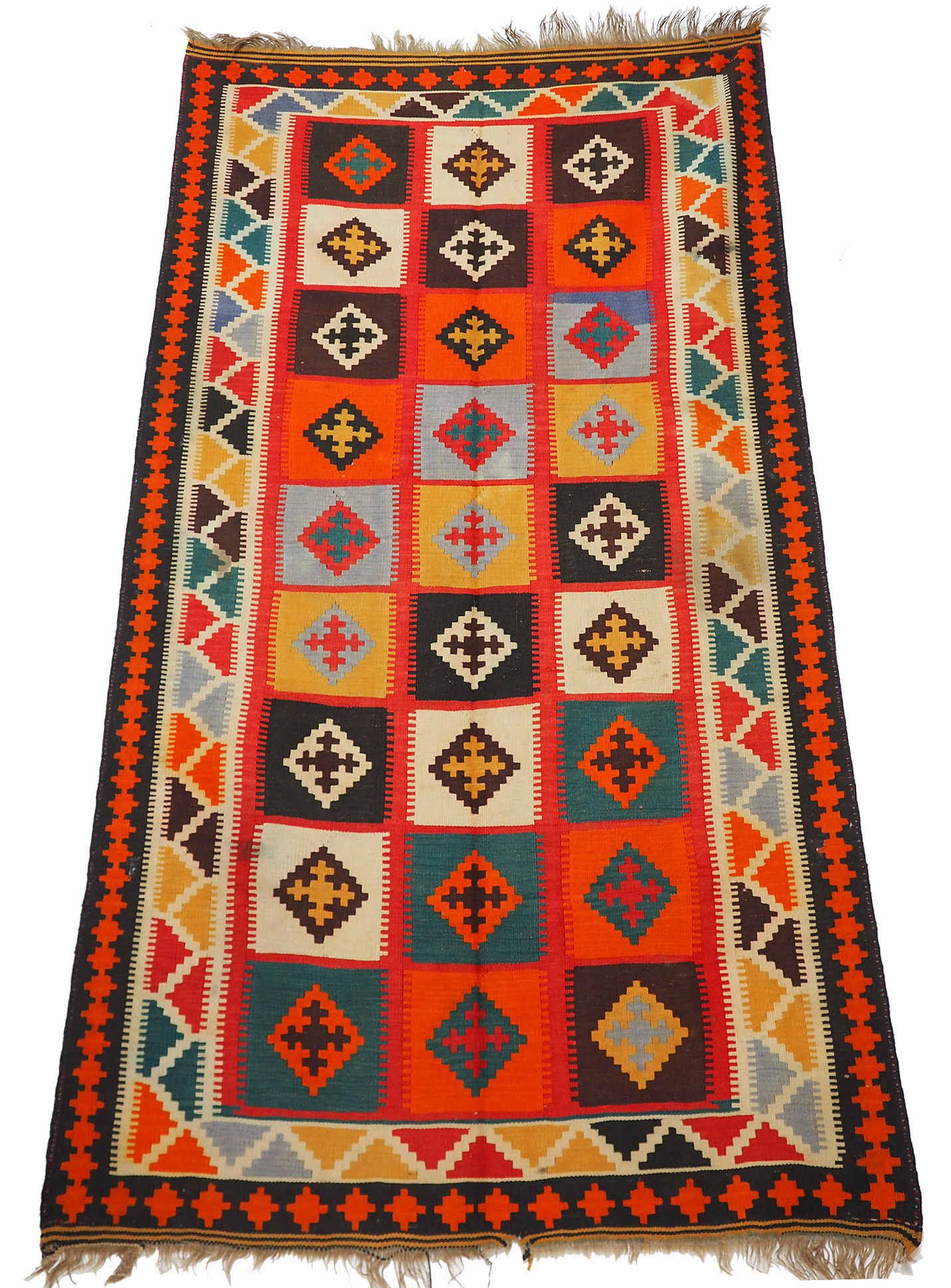 265x147 cm antike handgewebte orient kazak Teppich Nomaden kaukasische kelim No:456