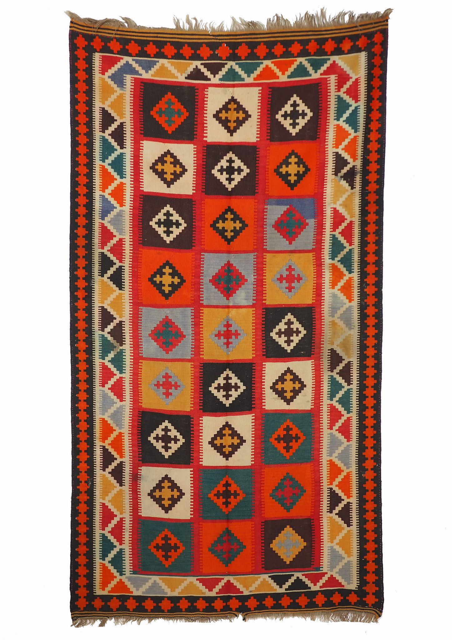 265x147 cm antike handgewebte orient kazak Teppich Nomaden kaukasische kelim No:456